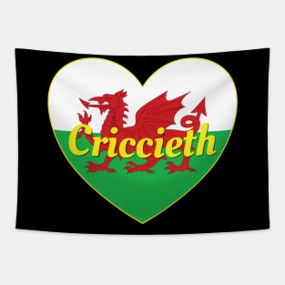 Criccieth Wales UK Wales Flag Heart Tapestry