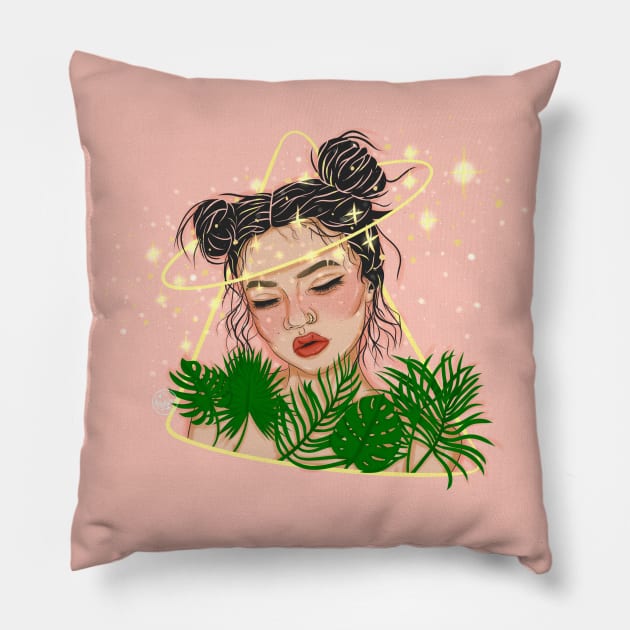 tropical girl Pillow by kira4ka93