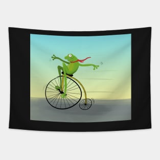 Frog on a bike Tapestry