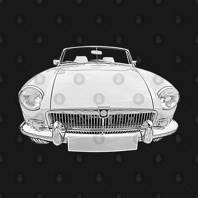 MGB 1970s classic car monochrome by soitwouldseem