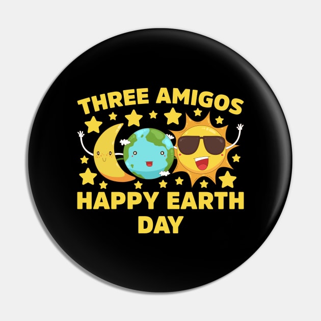 Moon Earth Sun Three Amigos Happy Earth Day print Pin by teevisionshop