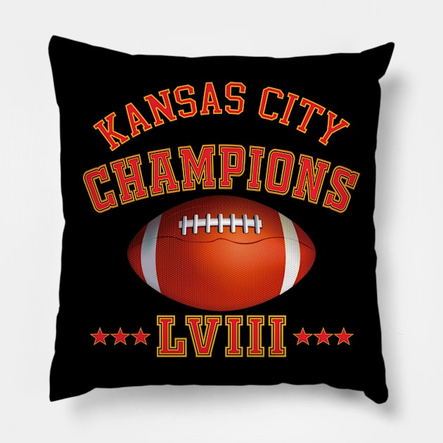 Kansas City Football Champions LVIII Pillow by teecrafts