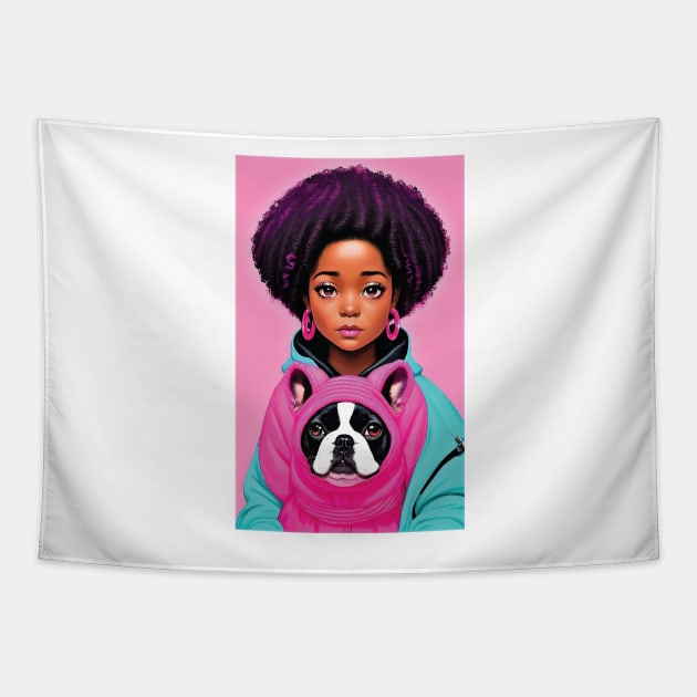 Amara with French Bully Hoody Tapestry by joejdiaz