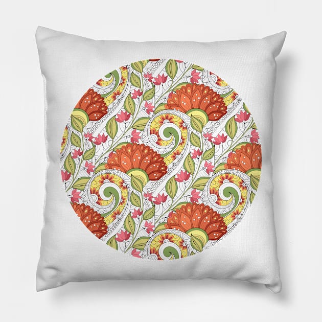 Paisley Print with Vintage Floral Motifs Pillow by lissantee