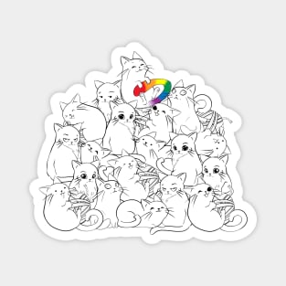 Cats with rainbow flag on the rescue Magnet