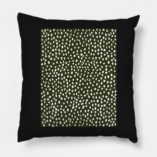 Olive Green Dalmatian Print Pillow