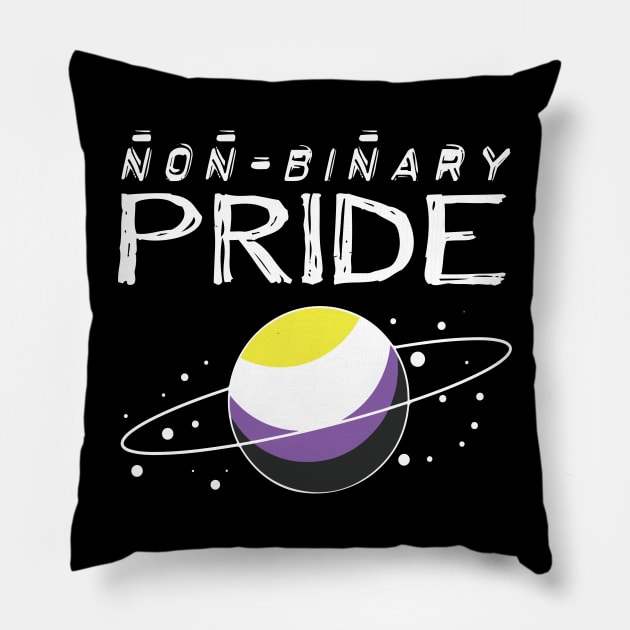 Nonbinary pride outer space planet aesthetic Pillow by mlleradrian