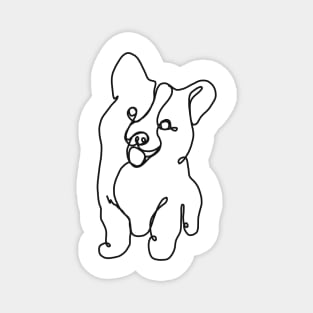 Happy Lil’ Wiggle - Black and White String Drawing of a Corgi - Hand-drawn art perfect for stickers and mugs, legging, notebooks, t-shirts, greeting cards, socks, hoodies, pillows and more Magnet