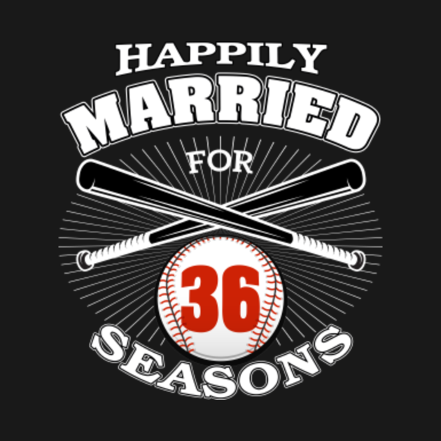 36th Wedding Anniversary T Shirt Baseball Couple 36th