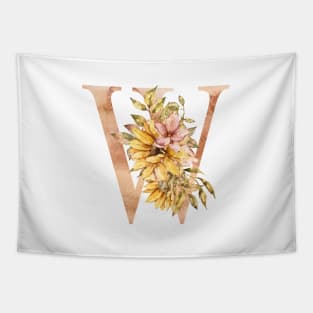 Watercolor sunflower bouquet monogram letter W Tapestry