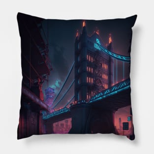 Tower Bridge Cyberpunk style Pillow