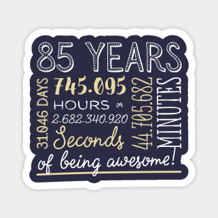 85th Birthday Gifts - 85 Years of being Awesome in Hours & Seconds Magnet