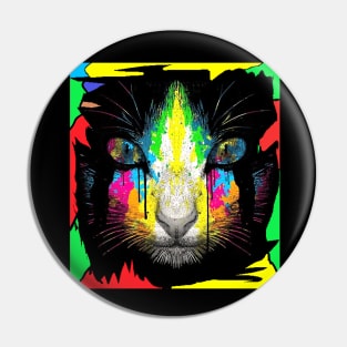 Painted Neon Cat Pin