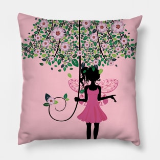 Fairy with Floral Umbrella Pillow