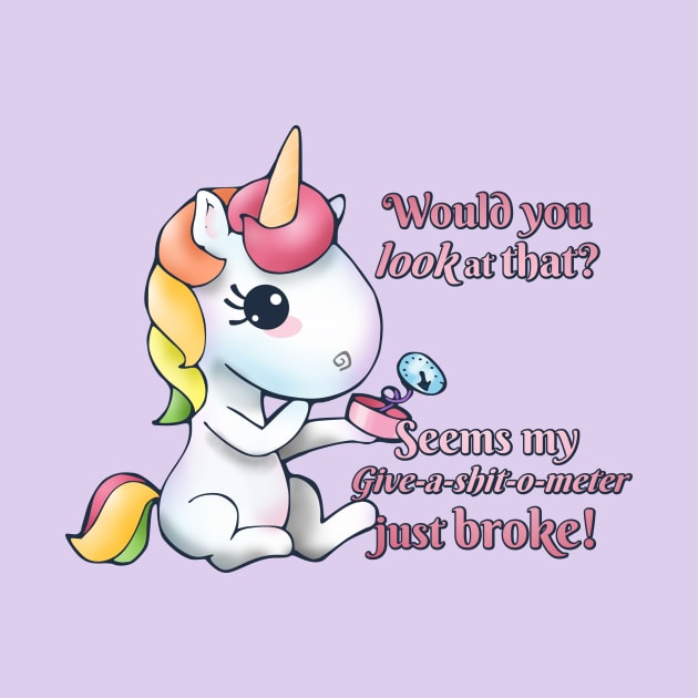 Snarkles the Vulgar Unicorn - Give-a-shit-o-meter by LyddieDoodles