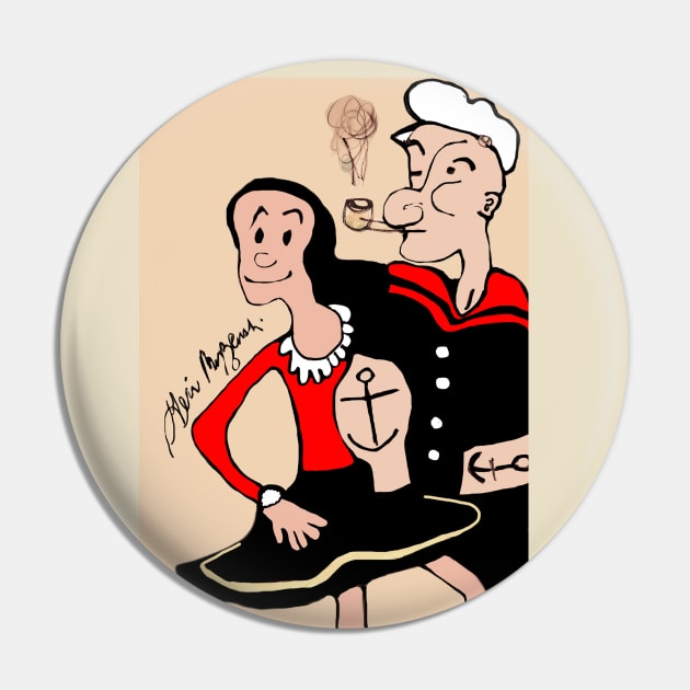 Popeye the sailor man and Olive Oyl Pin by TheArtQueenOfMichigan 