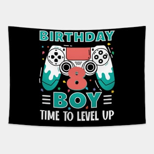 8th Birthday Boy Gamer Funny B-day Gift For Boys kids toddlers Tapestry