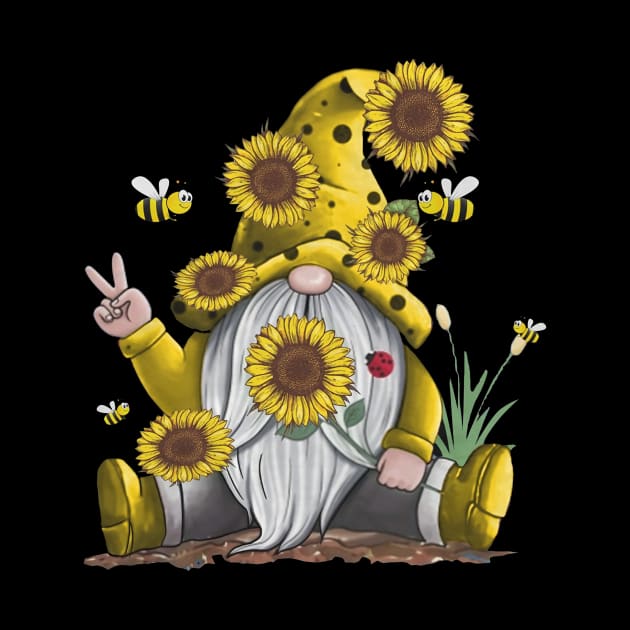 Gnome With Bee Sunflower Hippie by celestewilliey