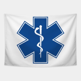 Star of Life EMT EMS Health Care Rod of Asclepius Blue Medical Symbol Tapestry