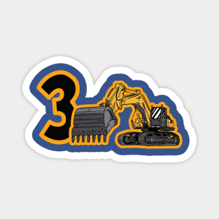 3rd Birthday Tshirt Excavator Birthday Magnet