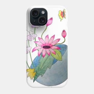 flowers in a glass ball vase Phone Case