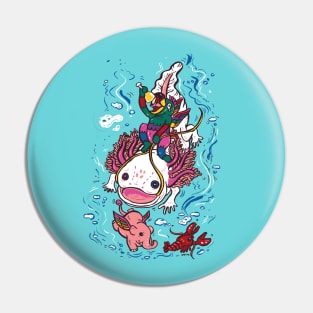 Axolotl with Elephant Pin