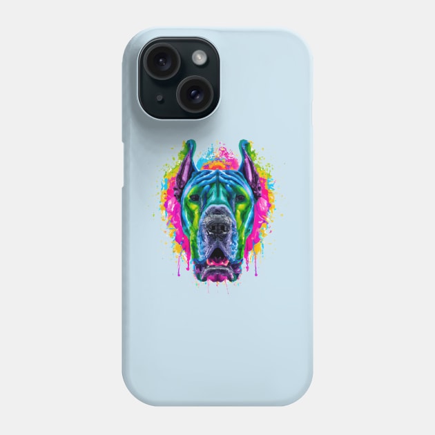 Great Dane German Mastiff Mural Art Print Phone Case by Furrban