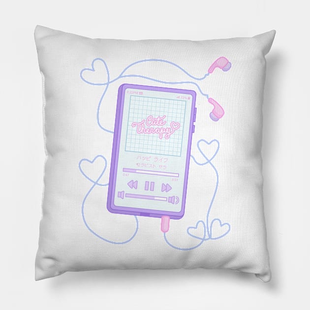 Cute Therapy Phone Earbuds Music Adorable Pillow by firefliesinlove