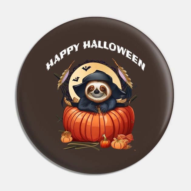 A funny sloth celebrating Halloween Pin by halazidan