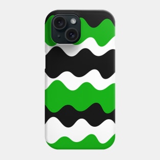 Green, black and white horizontal waves pattern Phone Case