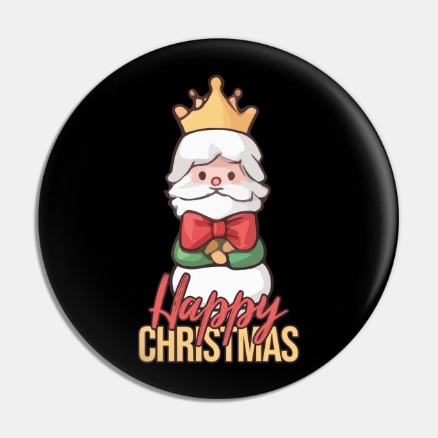 Chess King Santa - Happy Christmas Pin by Rishirt