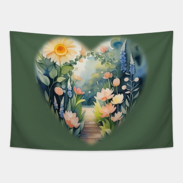 Secret garden Tapestry by Moxis Watercolor