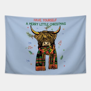 Highland Cow Christmas Spirit Tapestry