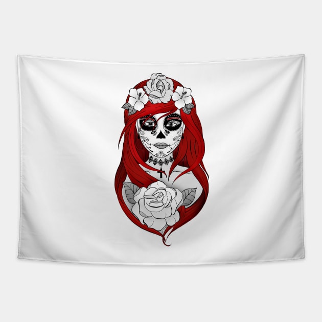 Art et Be - Santa Muerte Red Tapestry by Art_et_Be