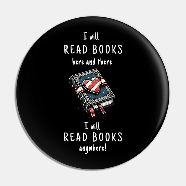 Heart Book, Book Lover and Readers Pin by TomFrontierArt