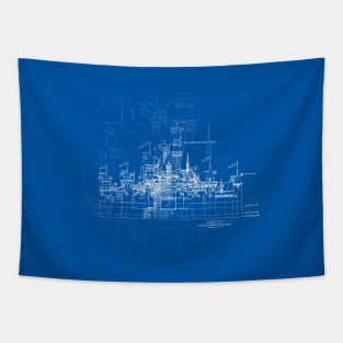 Castle Blueprint Tapestry