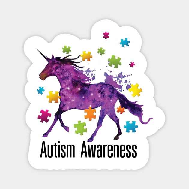 Unicorn Puzzle Piece Autism Awareness Gifts Magnet by macshoptee