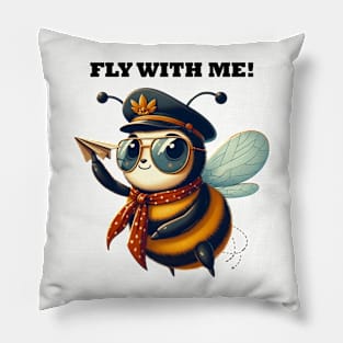 Funny cute bumblebee pilot Fly with me Pillow