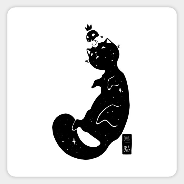 Black Cat Kawaii Space Kitty Cat Sticker Teepublic