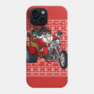 Santa Claus Riding Motorcycle Ugly Christmas Sweater Phone Case