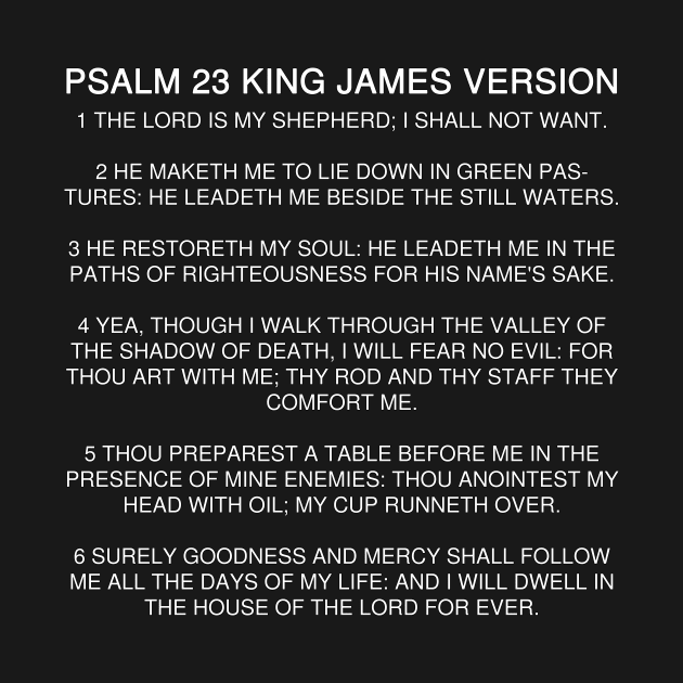 Psalm Chapter 23 King James Version Text Quote by Holy Bible Verses