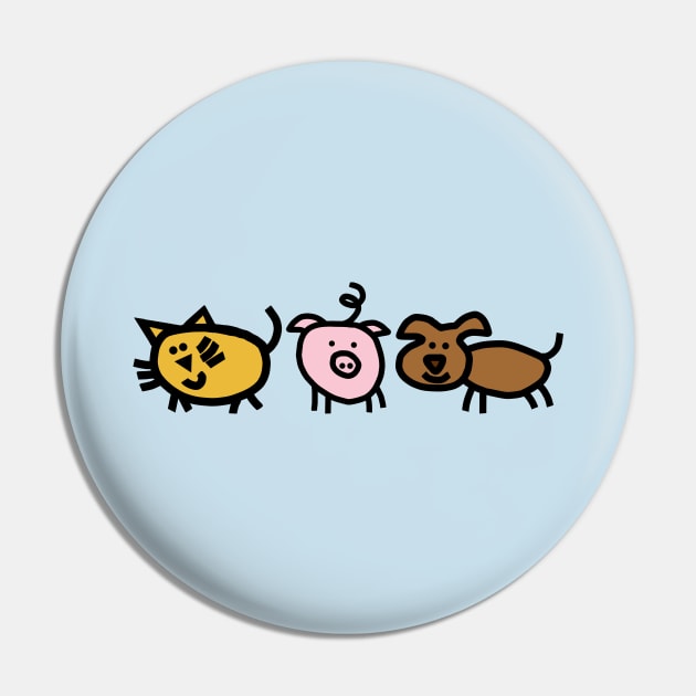 Cute Animals Cat Pig Dog for Kids Pin by ellenhenryart