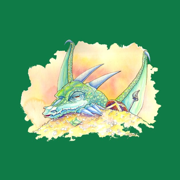 Tranquil Green Dragon (Watercolor) by Indi Martin