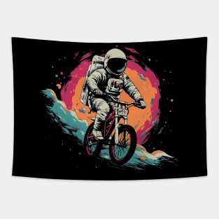 Awesome Astronau on Bike Space Galaxy Tapestry