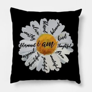 Motivational Positive Affirmation I AM Daisy Pillow