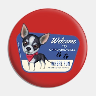 Funny black and white Chihuahua posing cutely Pin