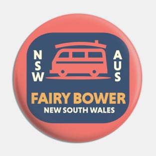 Retro Surfing Emblem Fairy Bower NSW Australia // Vintage Surfing Badge Pin