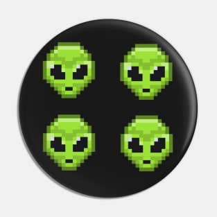 Green Alien Head - Pixel Art 4 Pack Pin