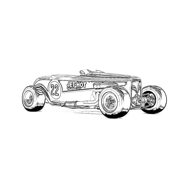 Ford Hot Rod Yellow Wireframe by Auto-Prints