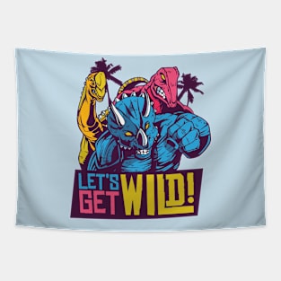 LET'S GET WILD 80S DINOSAURS QUOTE Tapestry